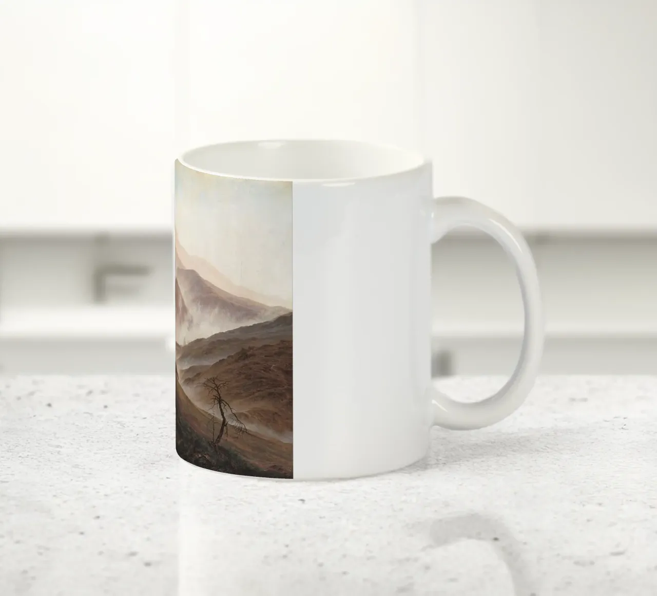 Caspar David Friedrich - Montagna con nebbia ascendente tazza in ceramica da Wirla