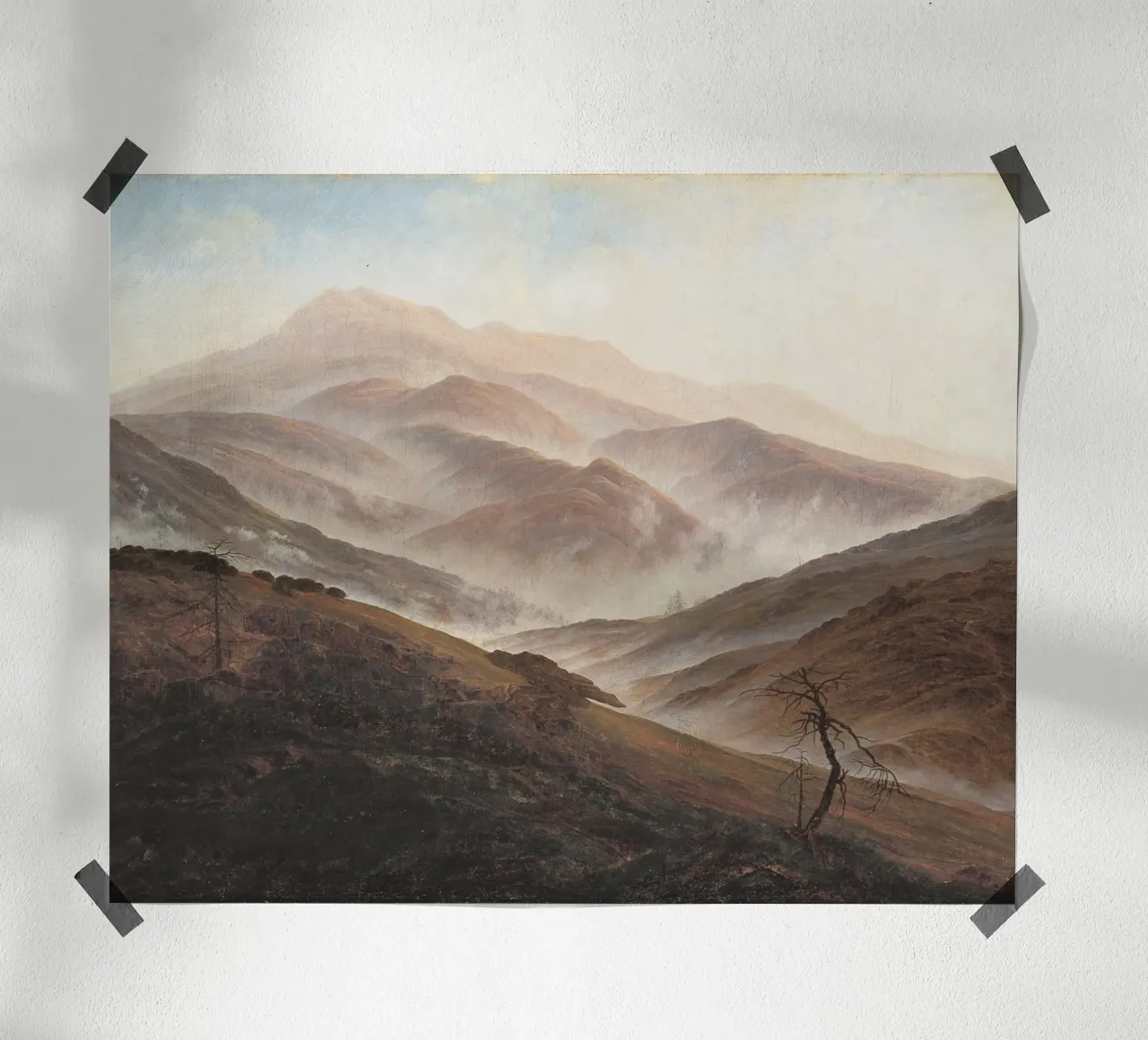 Caspar David Friedrich - Montagna con nebbia ascendente carta hahnemühle da Wirla