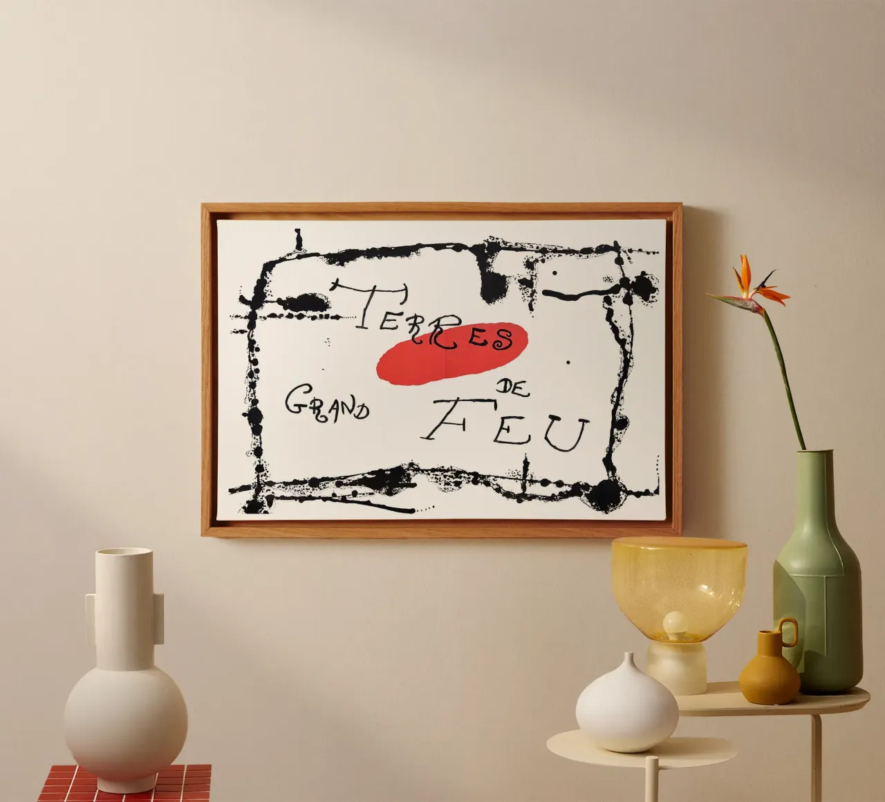 Litografia originale doppia di Mirò tela con Cornice a cassetta da phillipp veisenberg