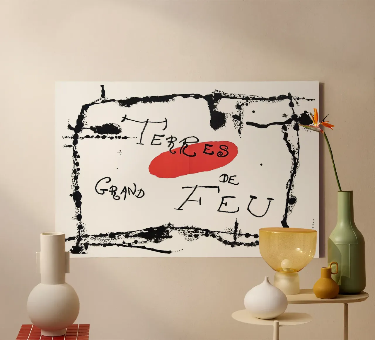 Litografia originale doppia di Mirò tela con Cornice a cassetta da phillipp veisenberg
