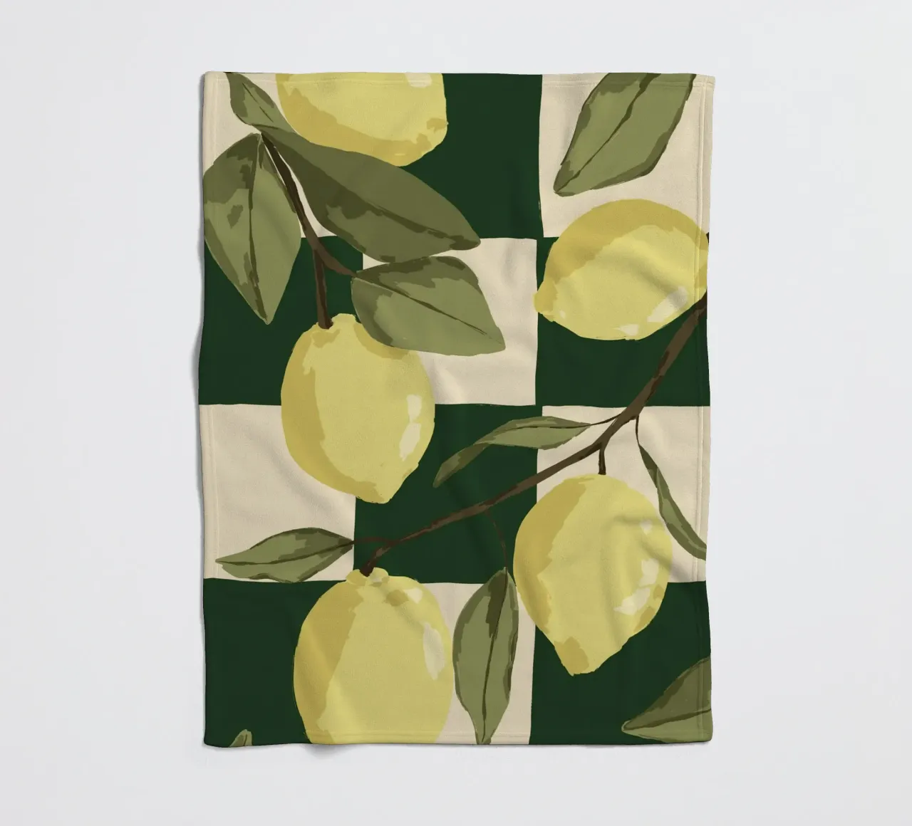 Illustrazione di limoni su piastrelle verdi. coperta in pile da Sixmai