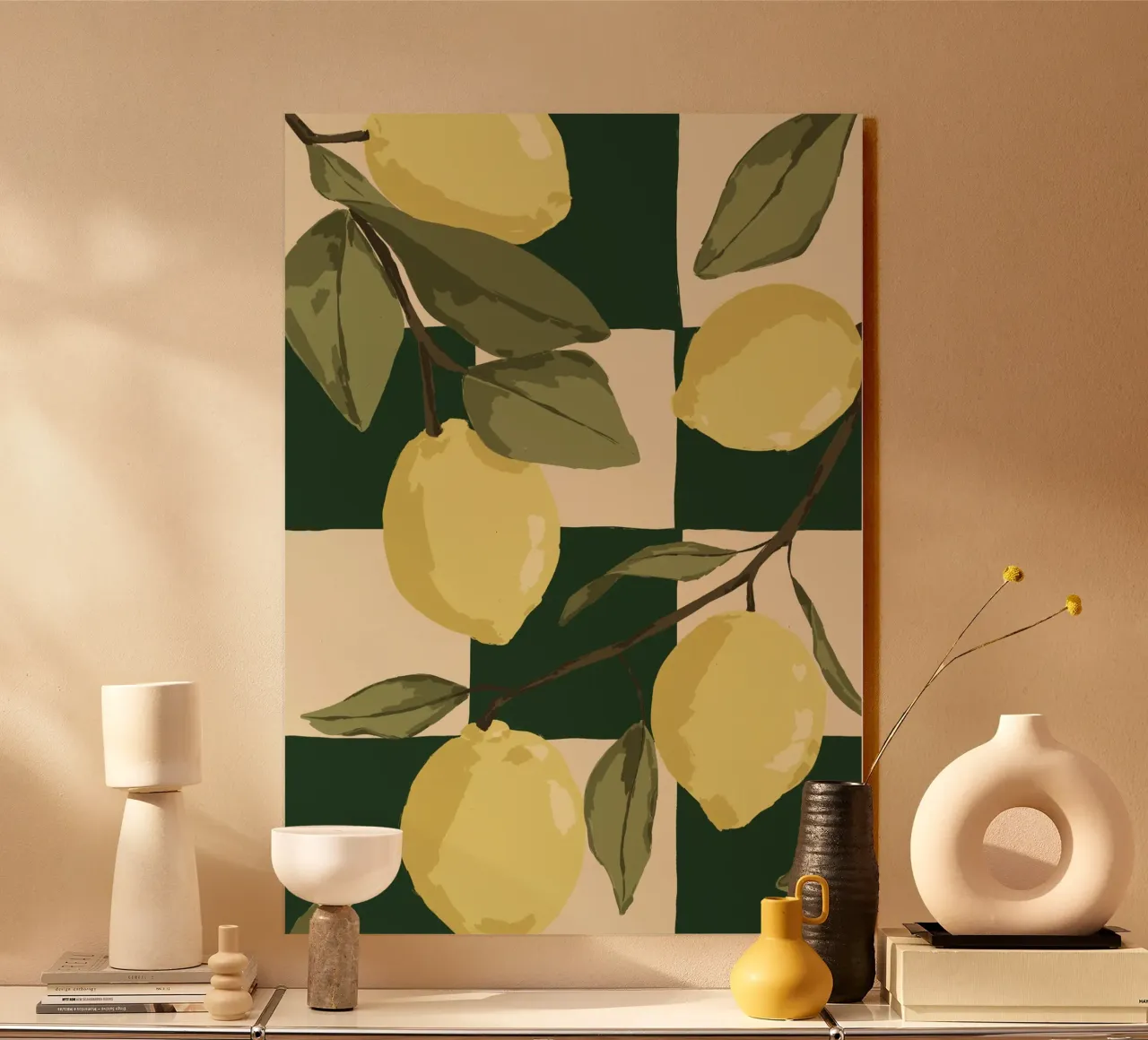 Illustrazione di limoni su piastrelle verdi. plexiglass da Sixmai