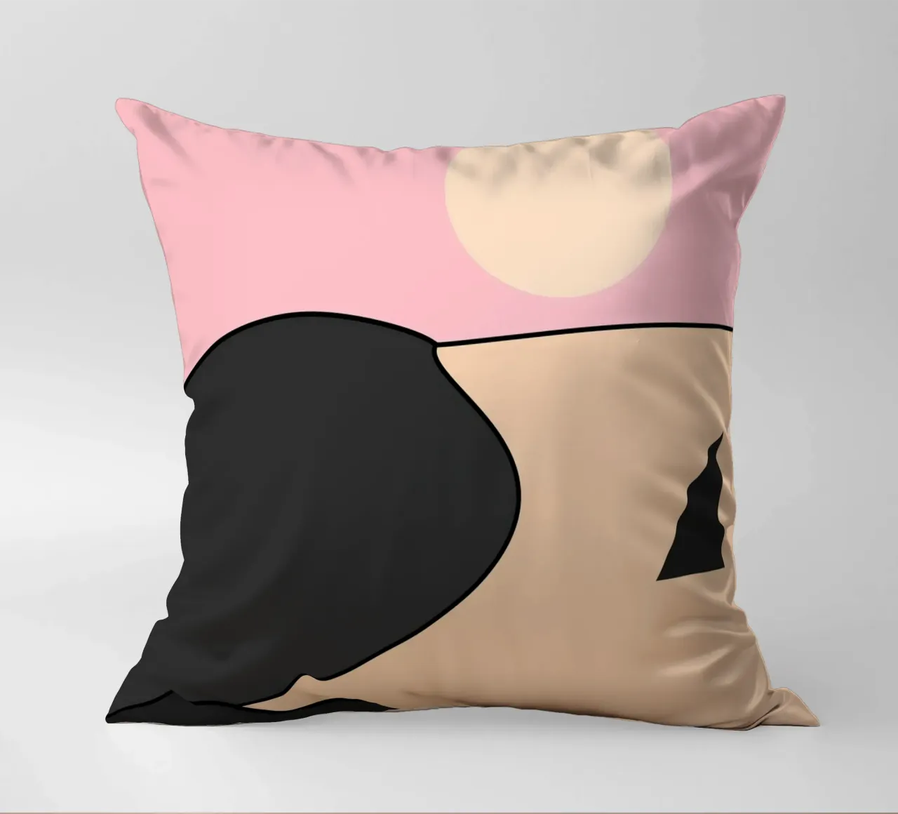 Happy Place Black Pink decorative cushion by SilverPegasus