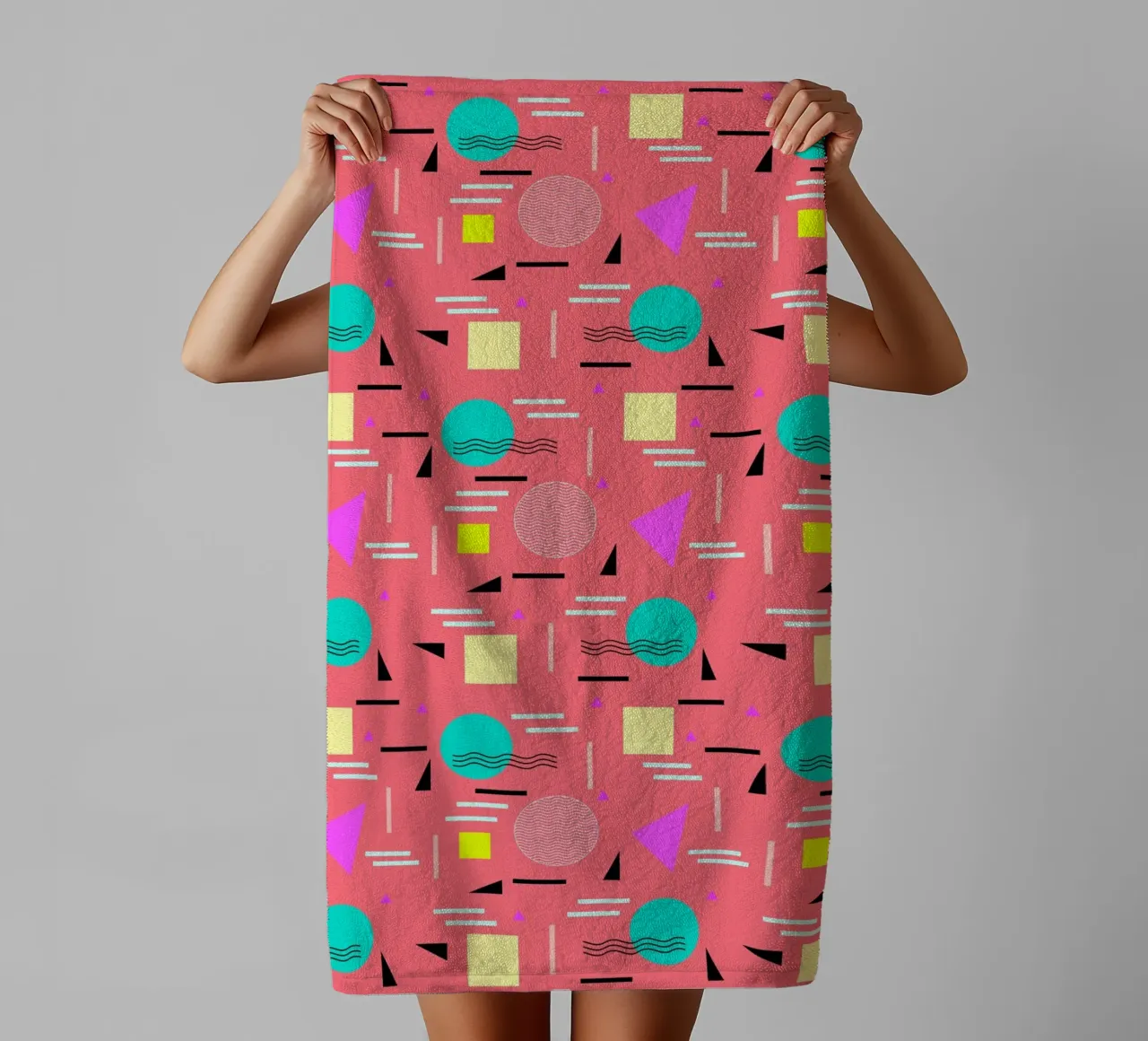 Memphis Forever Coral towel by SilverPegasus