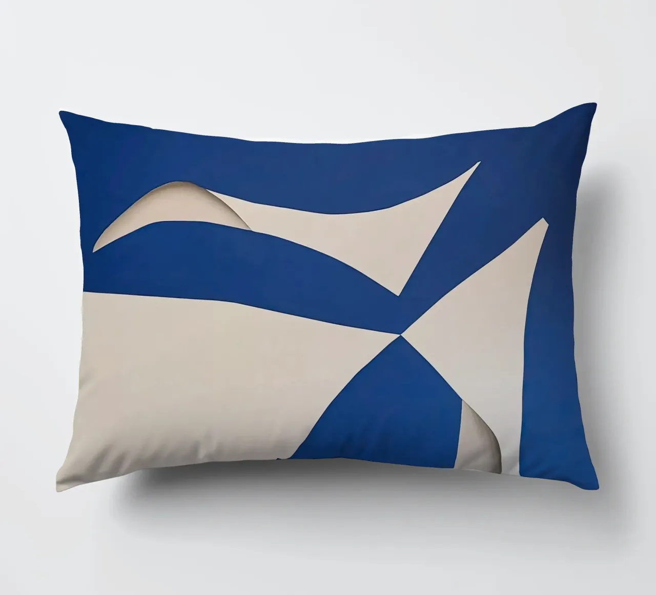 Forme astratte in bianco e blu cuscino da Artbyvo
