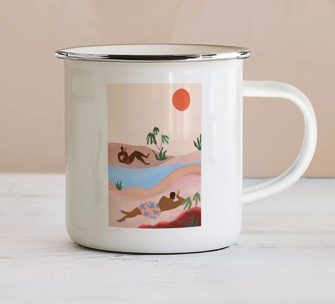 Beach Please tazza in smalto da Arty Guava