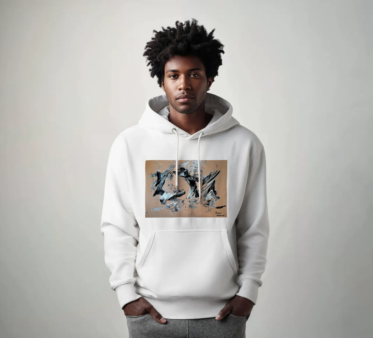 MESSAGE FROM THE HEART 28 felpa con cappuccio da Thierry Vobmann Abstract painting