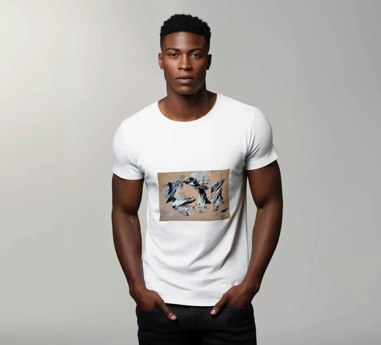 MESSAGE FROM THE HEART 28 t-shirt da Thierry Vobmann Abstract painting