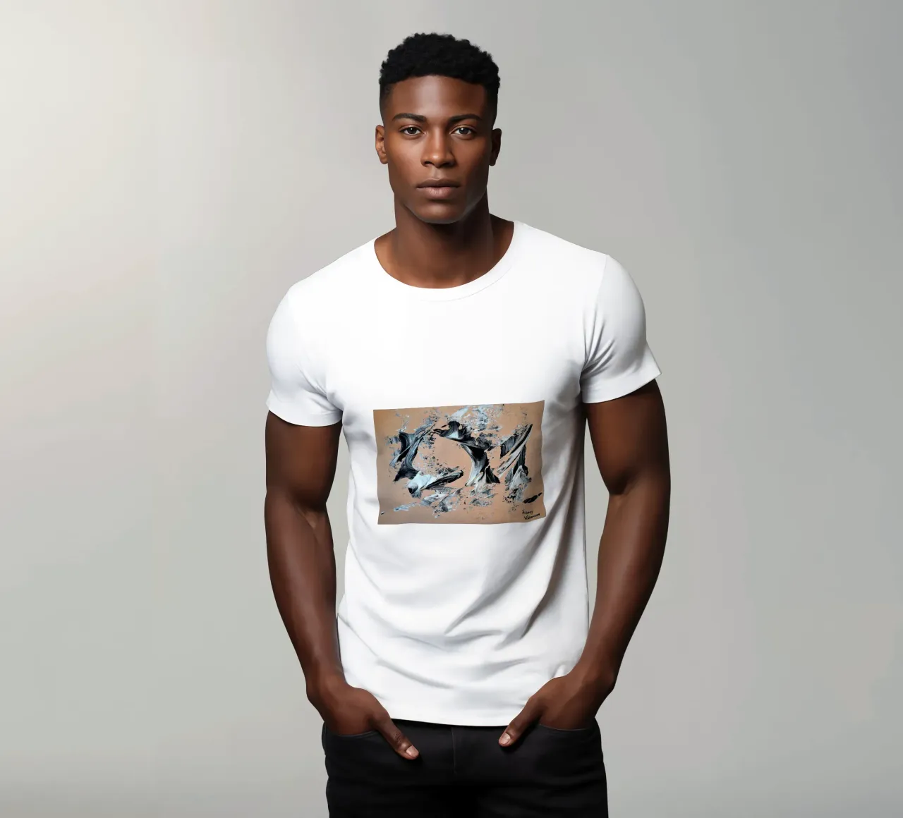 MESSAGE FROM THE HEART 28 t-shirt da Thierry Vobmann Abstract painting