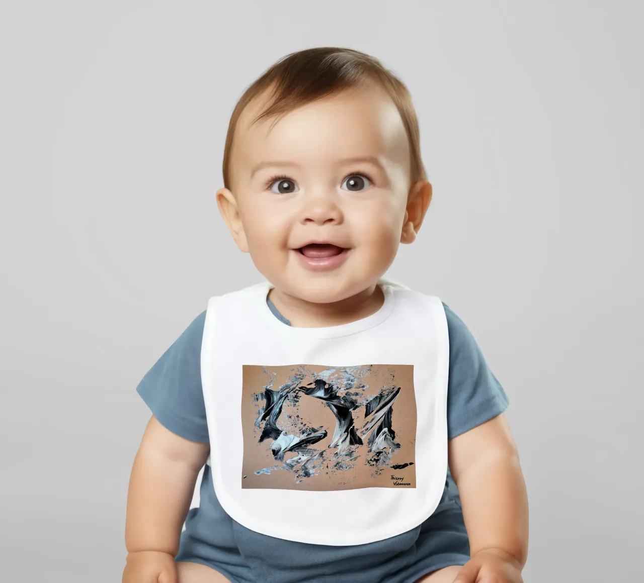MESSAGE FROM THE HEART 28 baby bib by Thierry Vobmann Abstract painting
