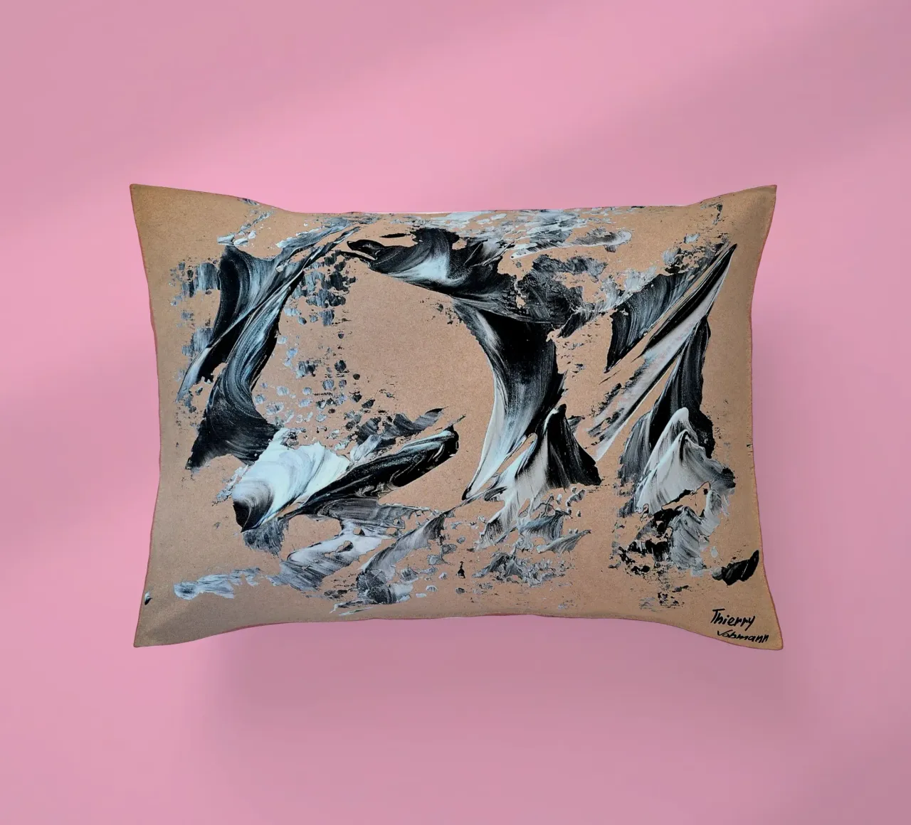 MESSAGE FROM THE HEART 28 cuscino da Thierry Vobmann Abstract painting