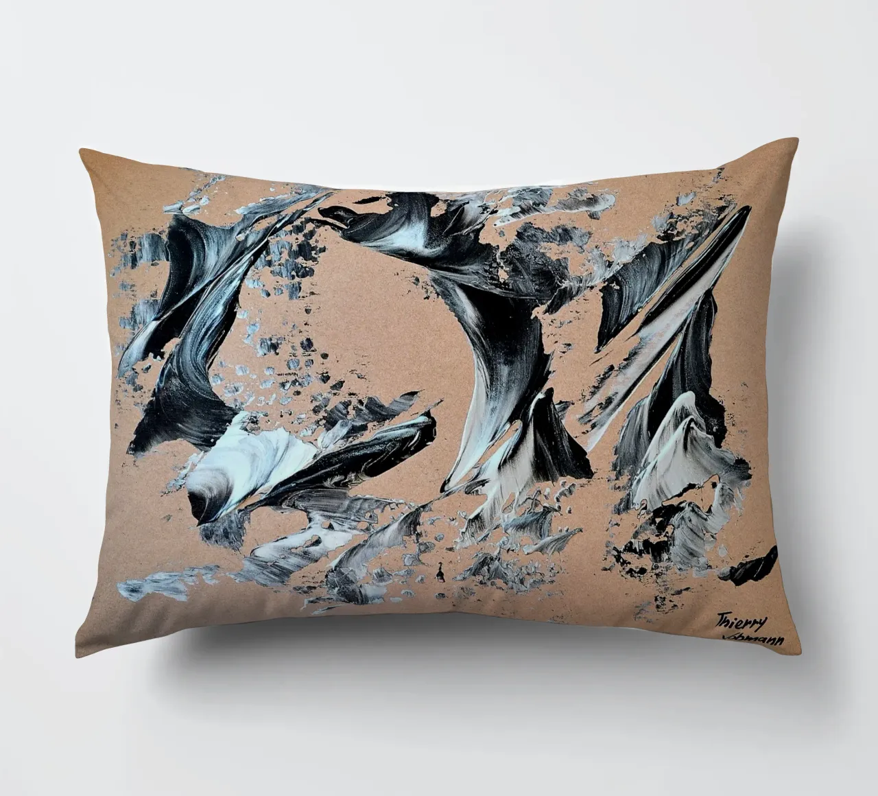 MESSAGE FROM THE HEART 28 cuscino da Thierry Vobmann Abstract painting