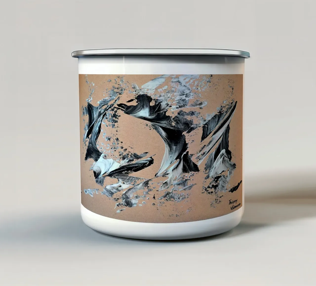 MESSAGE FROM THE HEART 28 Emaille Tasse von Thierry Vobmann Abstract painting