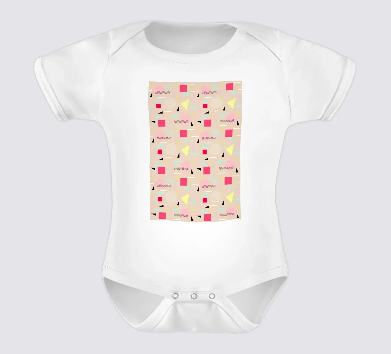 Memphis Forever Beige short-sleeve baby romper by SilverPegasus
