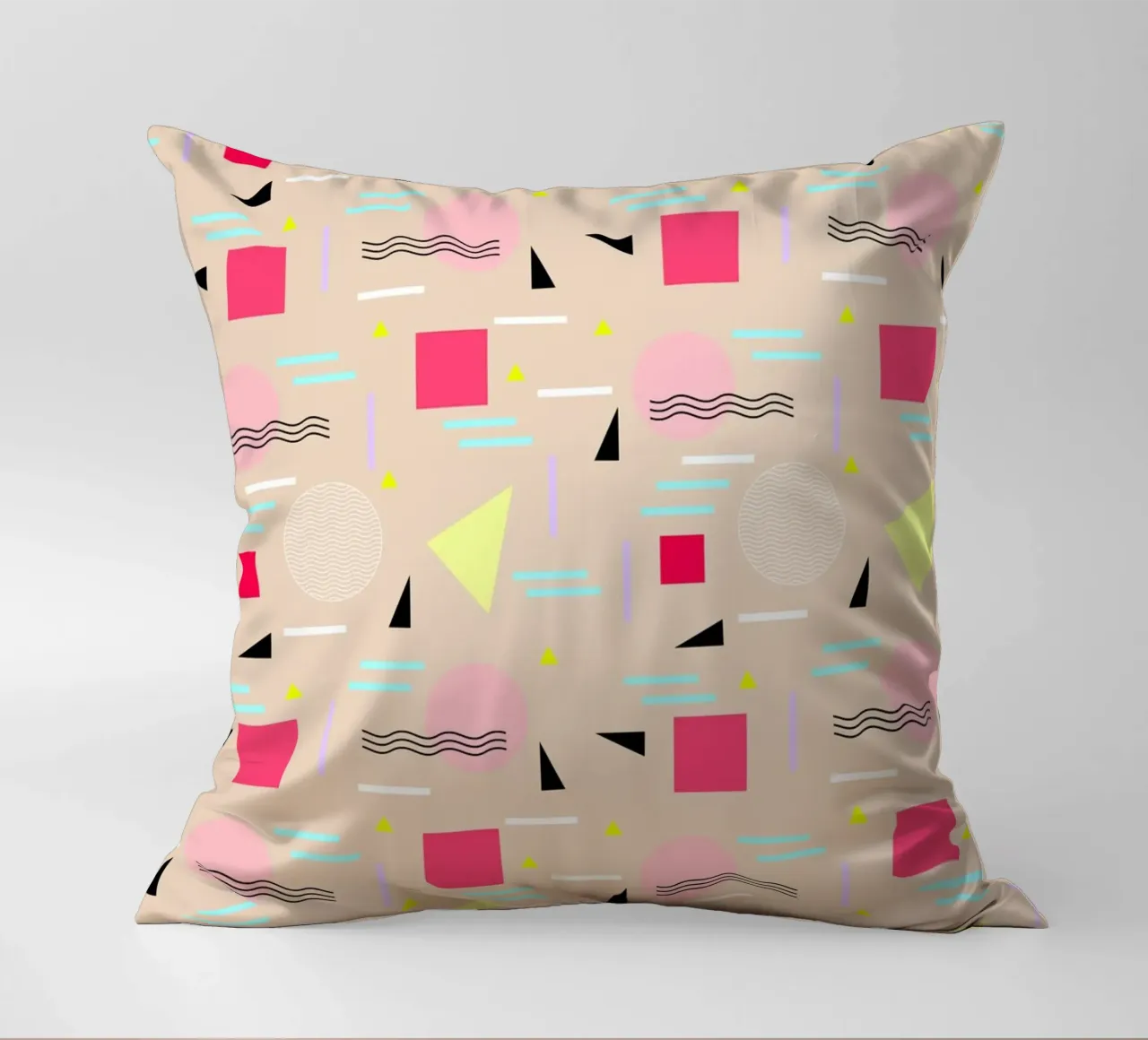 Memphis Forever Beige decorative cushion by SilverPegasus