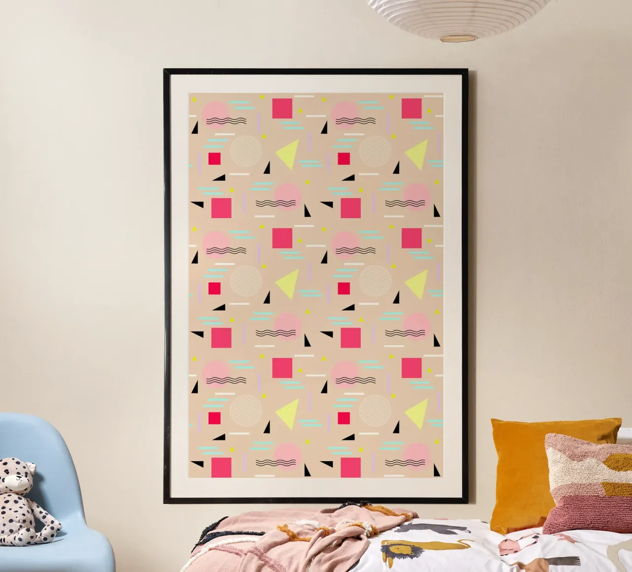 Memphis Forever Beige poster con telaio in legno da SilverPegasus