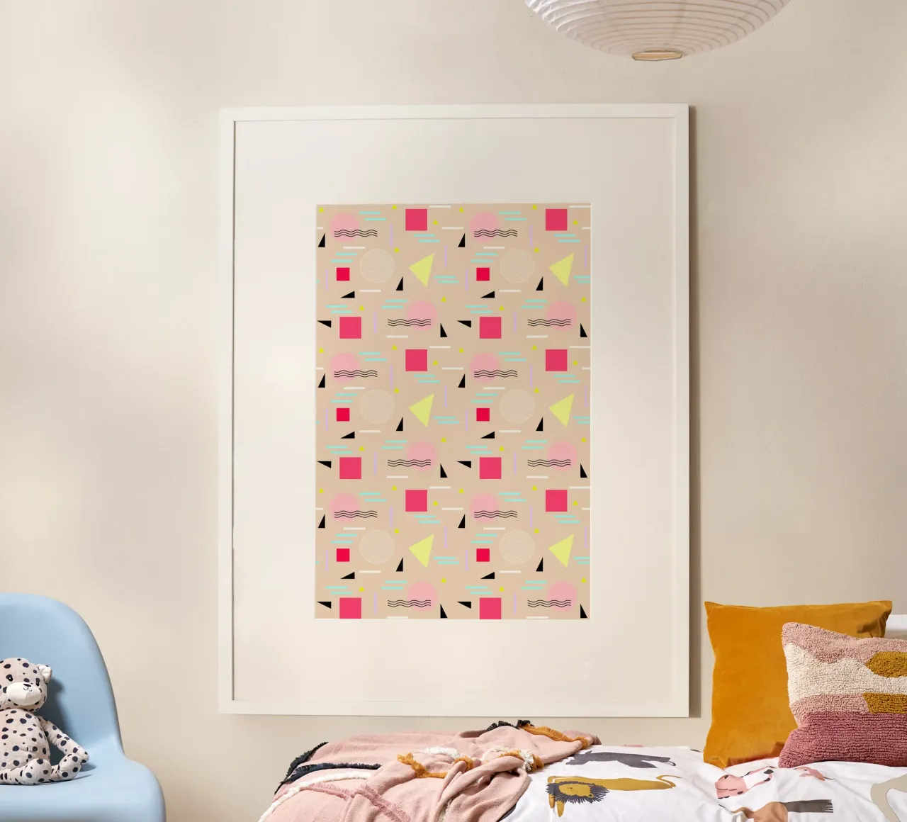 Memphis Forever Beige poster con telaio in legno da SilverPegasus