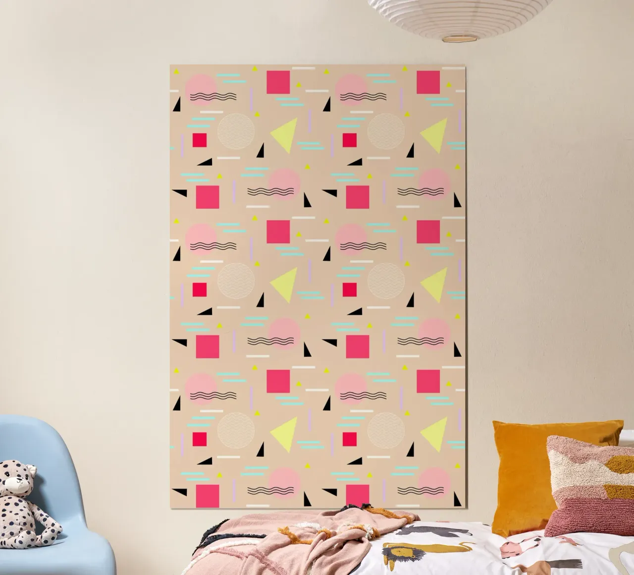 Memphis Forever Beige poster con telaio in legno da SilverPegasus