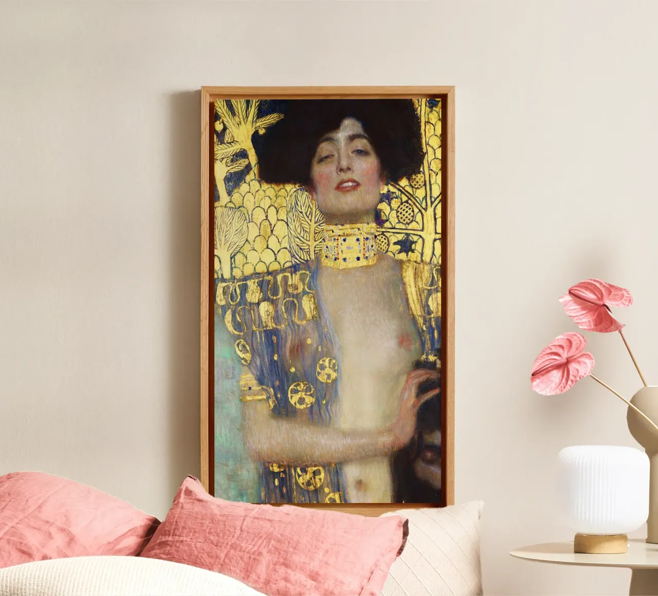 Judith en het hoofd van Holofernes (1901) van Gustav Klimt canvas met Baklijst van Gustav Klimt ART Prints
