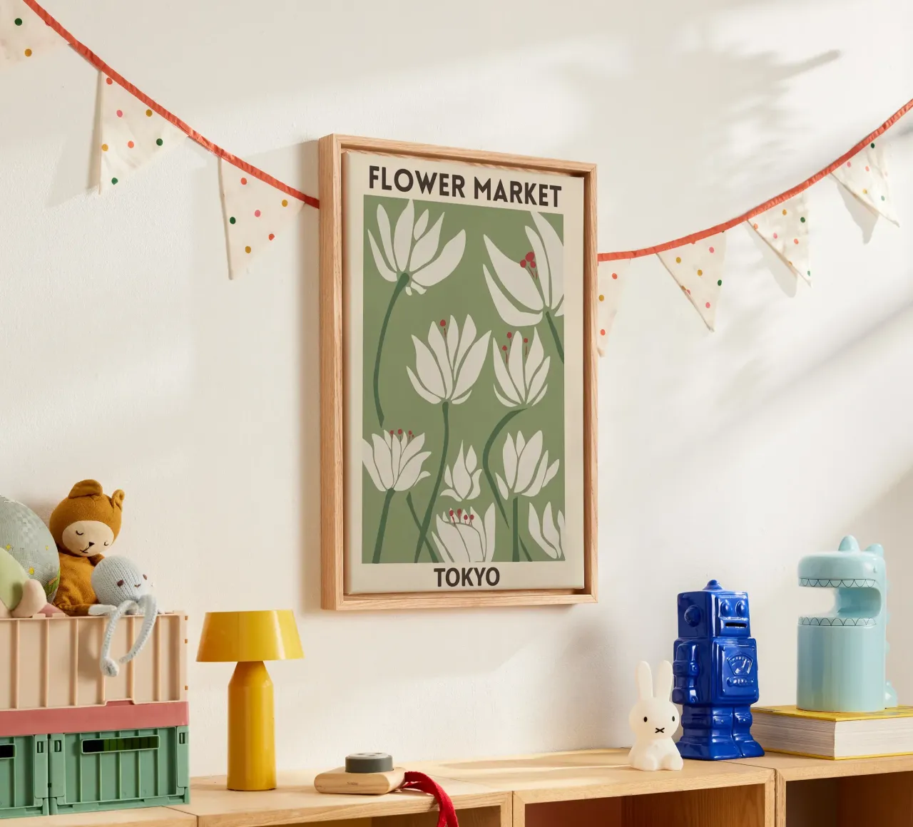 Bloemenmarkt Tokio canvas met Baklijst van Kunzeworld