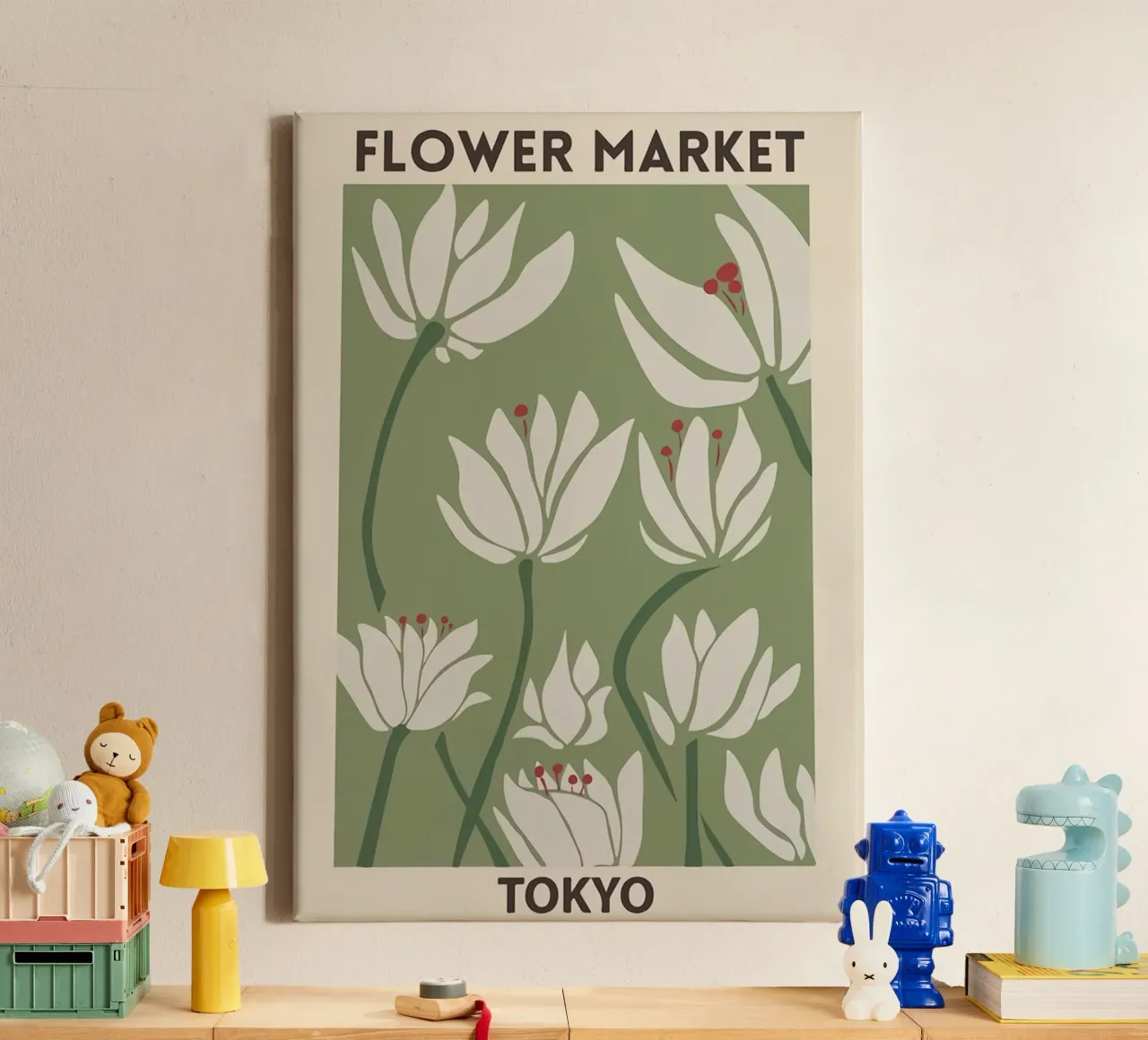 Bloemenmarkt Tokio canvas met Baklijst van Kunzeworld