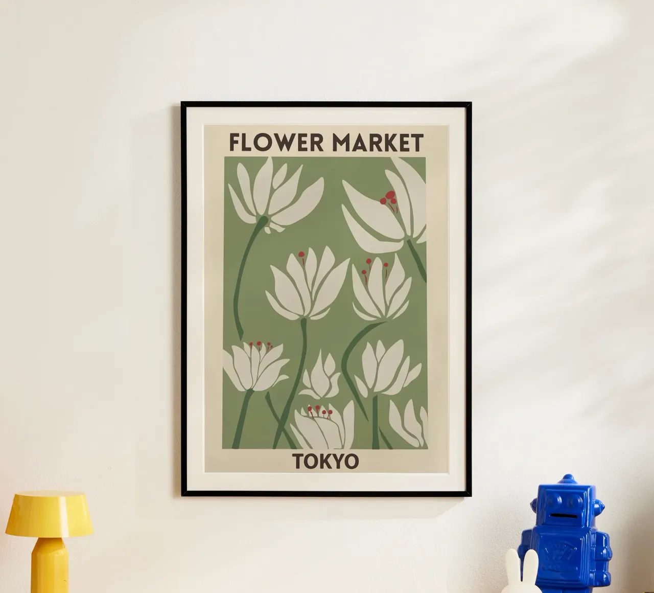 Mercato dei fiori di Tokyo poster con telaio in alluminio da Kunzeworld