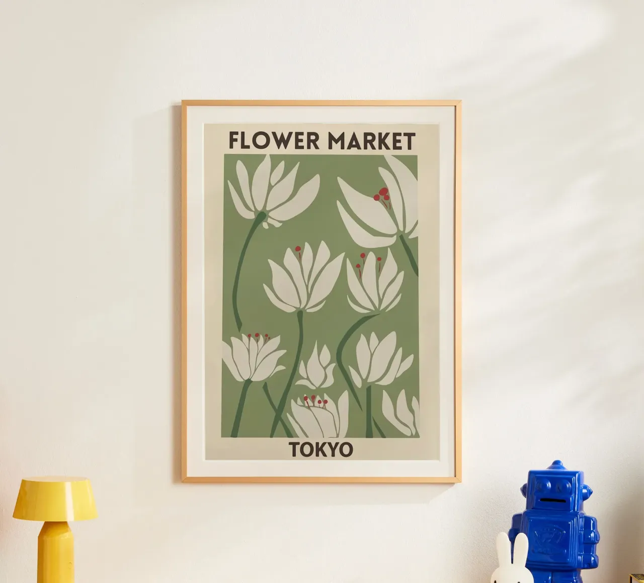Mercato dei fiori di Tokyo poster con telaio in alluminio da Kunzeworld
