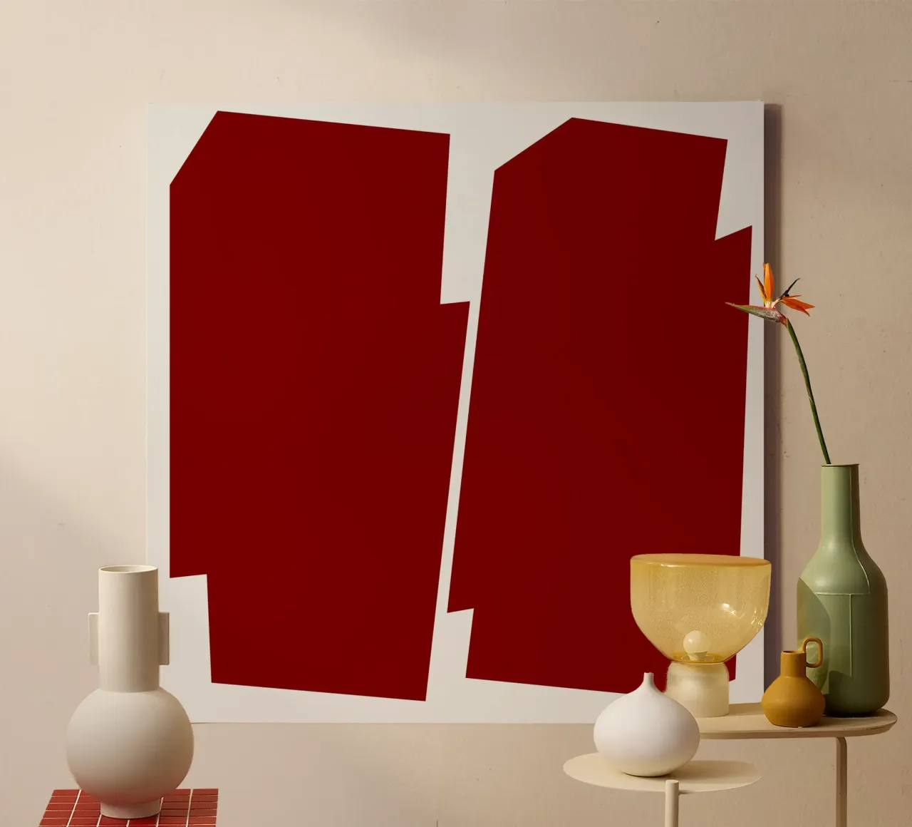 Minimalist Terracotta Abstract Geometry canvas by Artbyvo