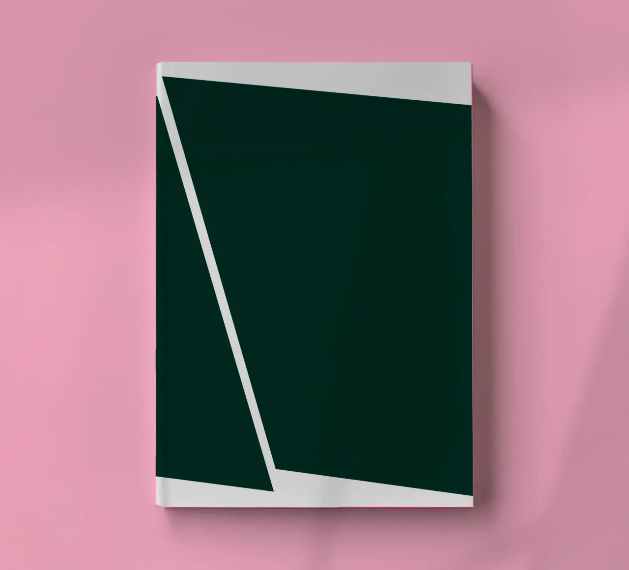 Dark green geometric shape on beige background – minimalist notebook by Artbyvo