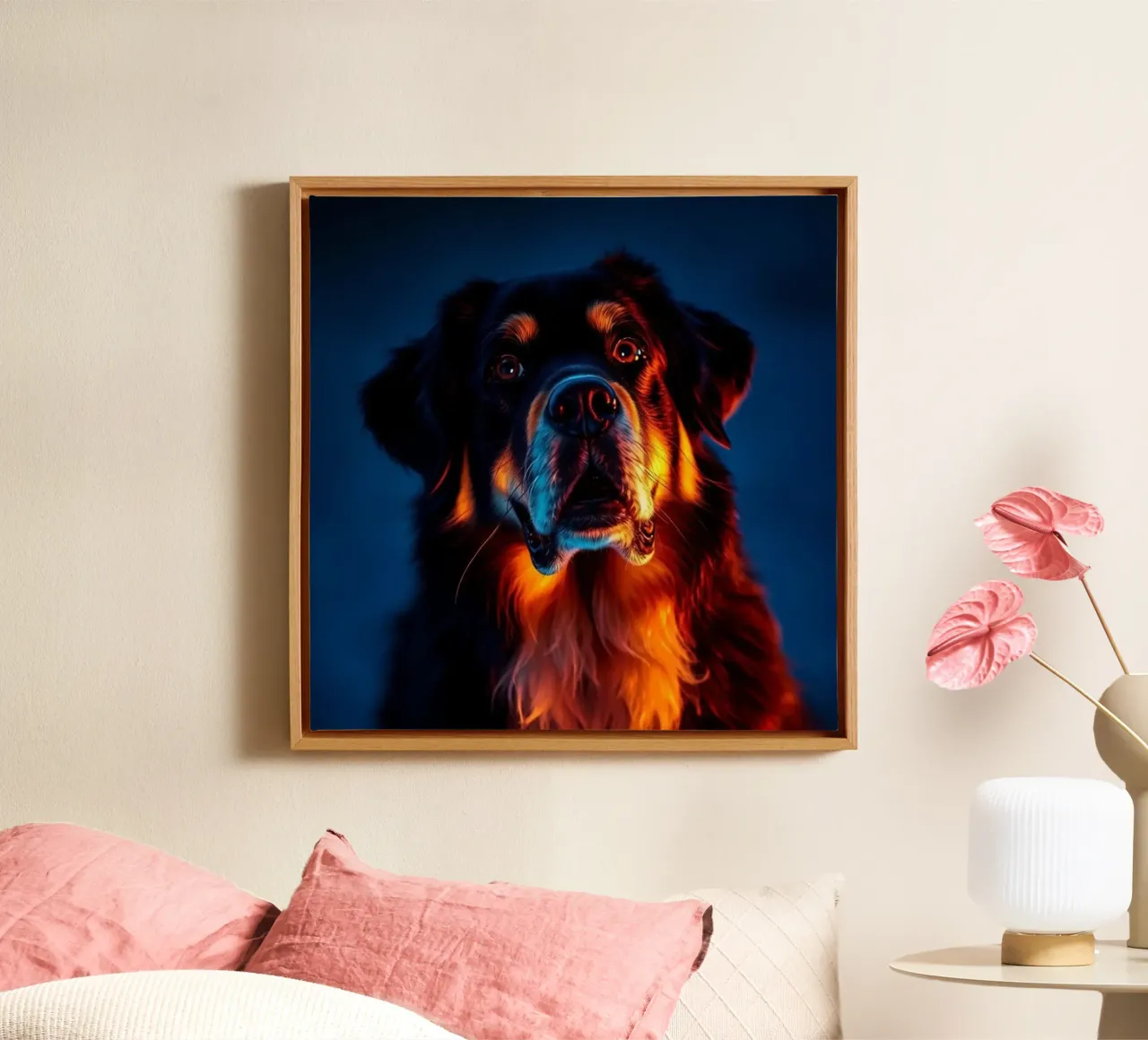 Beautiful Bernese Mountain Dog #101 canvas with Floater frame by Yumis.Beargang.and.Me