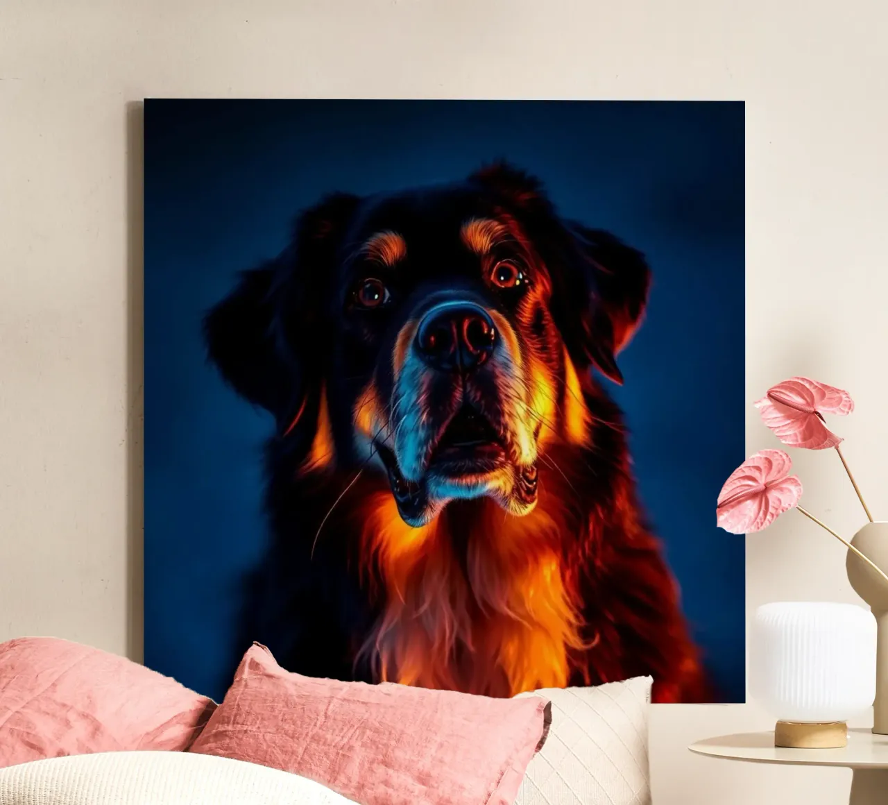 Beautiful Bernese Mountain Dog #101 canvas with Floater frame by Yumis.Beargang.and.Me
