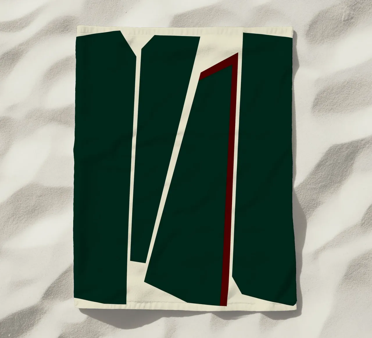 Composizione geometrica verde intenso telo mare da Artbyvo