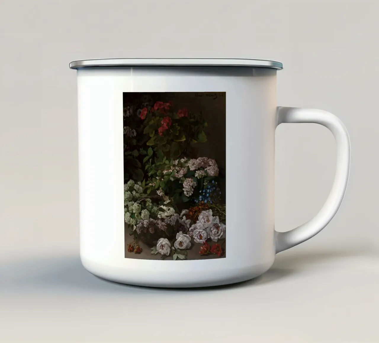 Claude Monet - Fiori di primavera (1864) tazza in smalto da Wirla