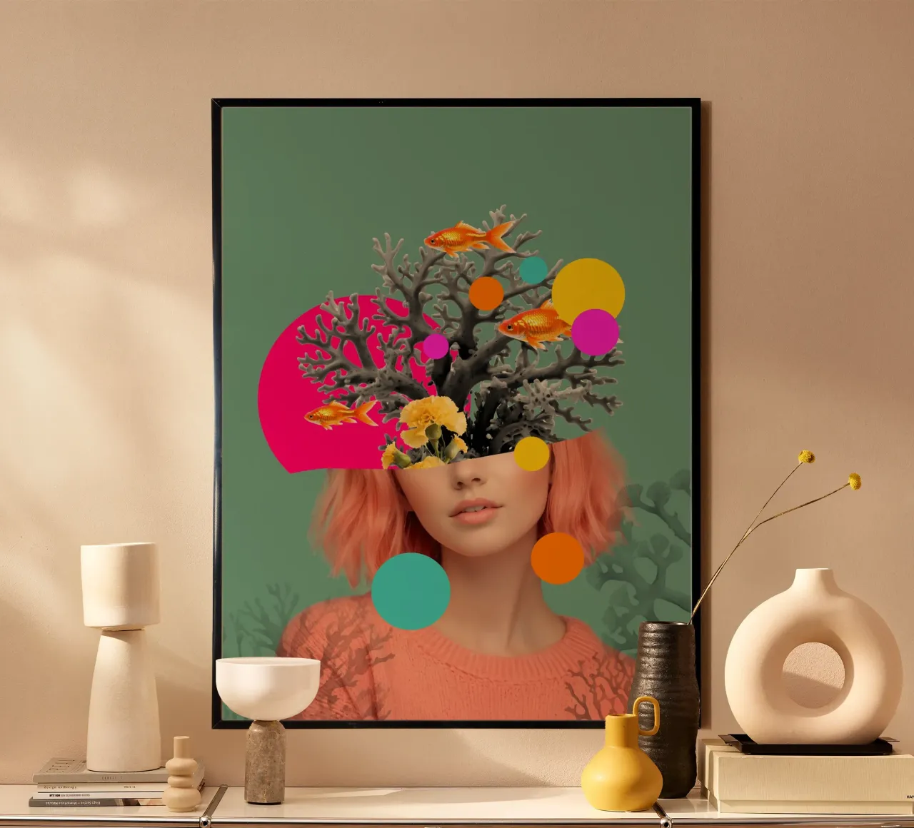 Coral Thoughts poster con telaio in plastica da Indigo Rain