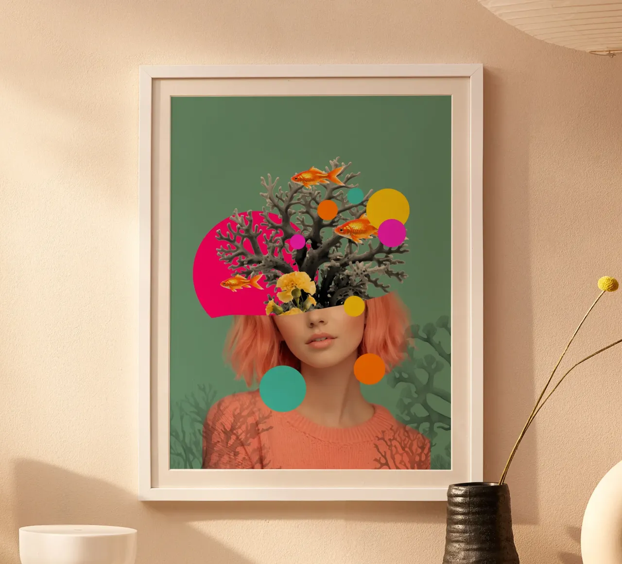 Coral Thoughts poster con telaio in plastica da Indigo Rain