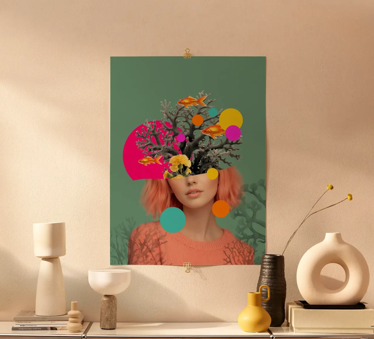 Coral Thoughts poster con telaio in plastica da Indigo Rain