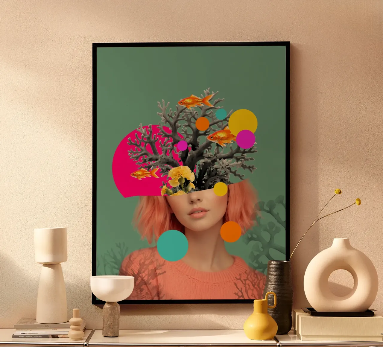 Coral Thoughts poster con telaio in plastica da Indigo Rain