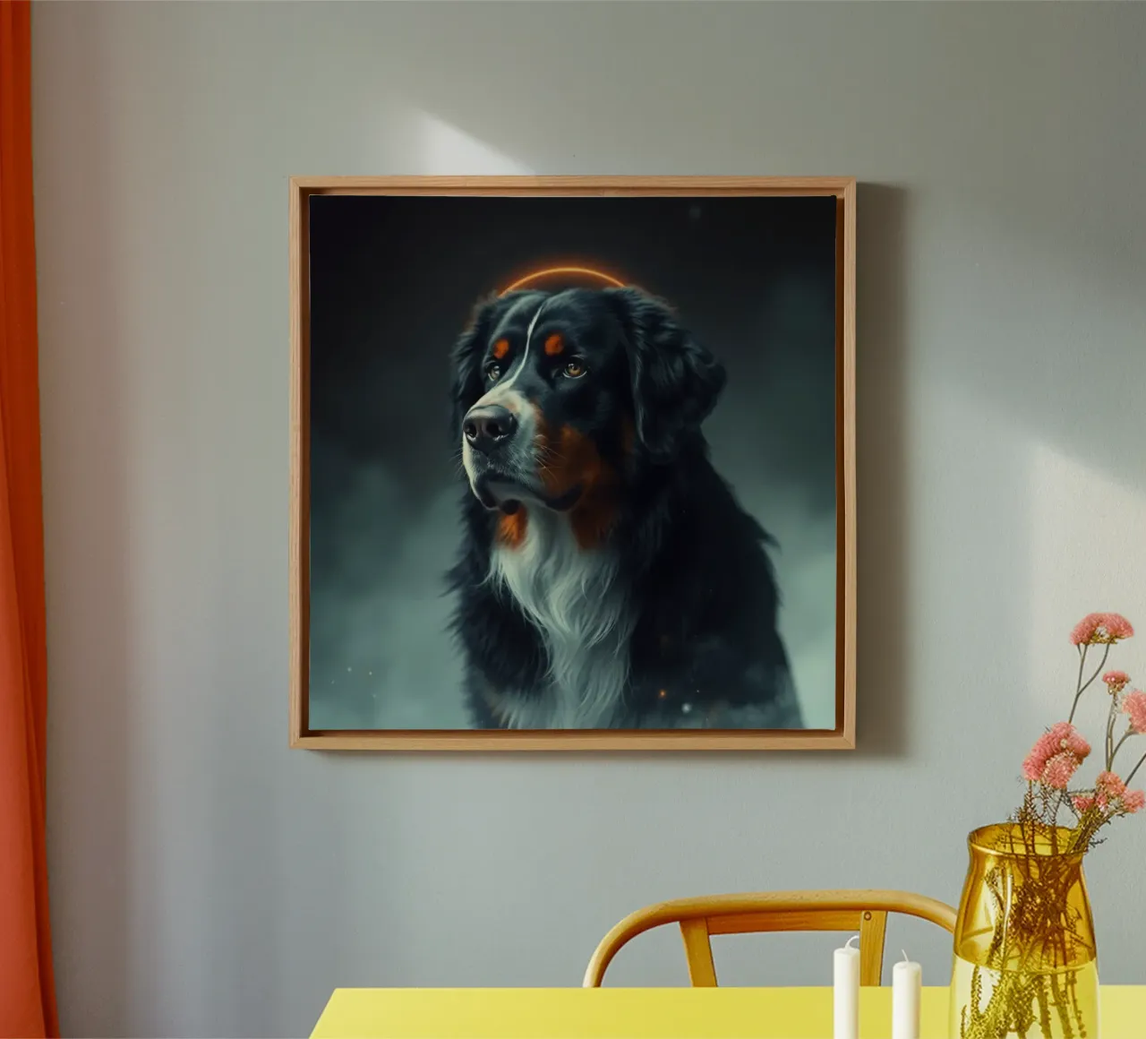 Beautiful Bernese Mountain Dog #106 canvas with Floater frame by Yumis.Beargang.and.Me