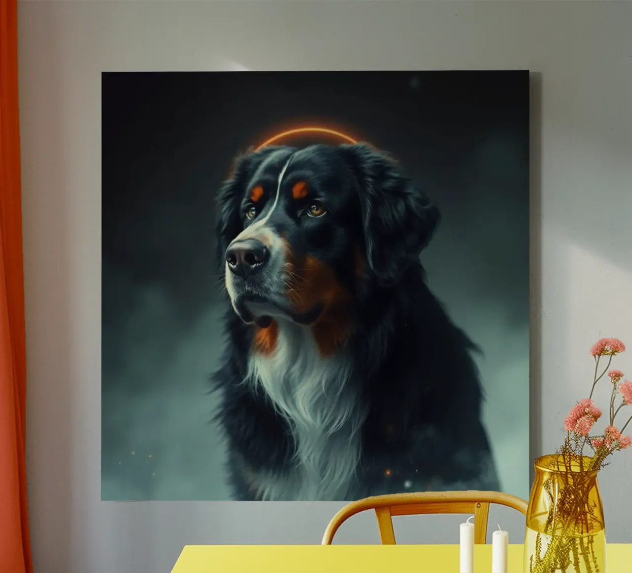 Beautiful Bernese Mountain Dog #106 canvas with Floater frame by Yumis.Beargang.and.Me