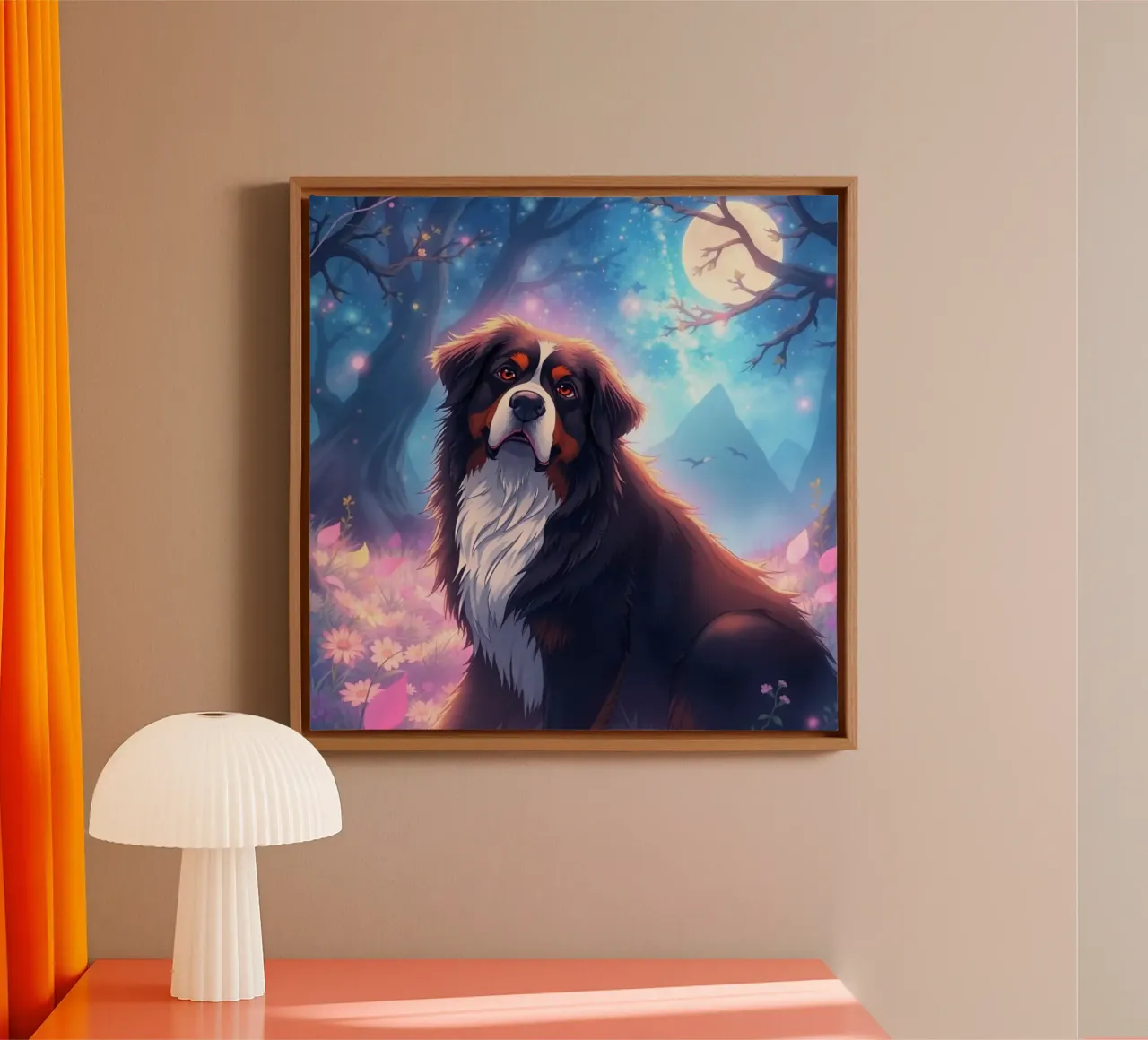 Beautiful Bernese Mountain Dog #108 canvas with Floater frame by Yumis.Beargang.and.Me