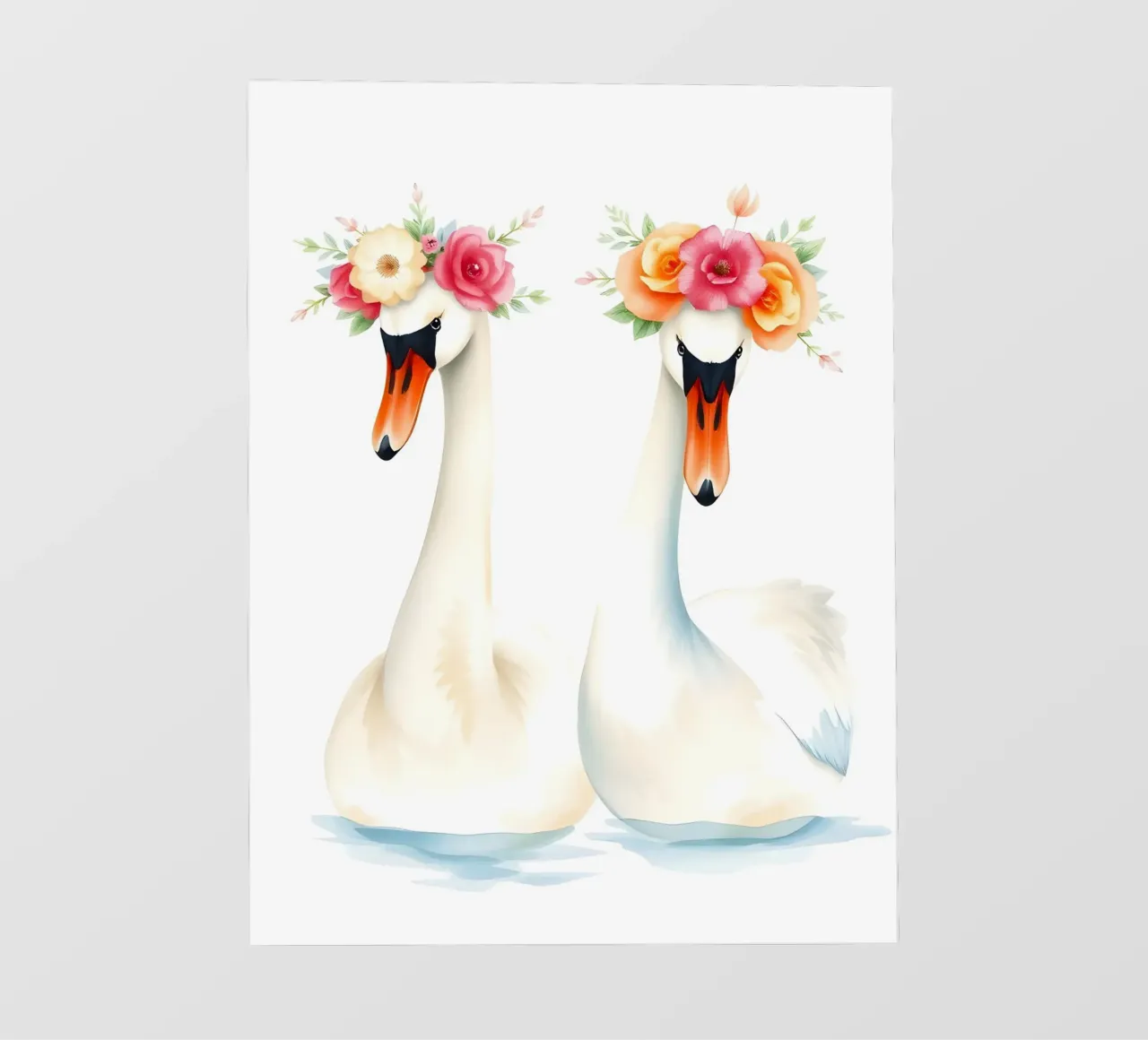 Swans With Flower Crowns In Lake photo wallpaper by ARTOMATIC