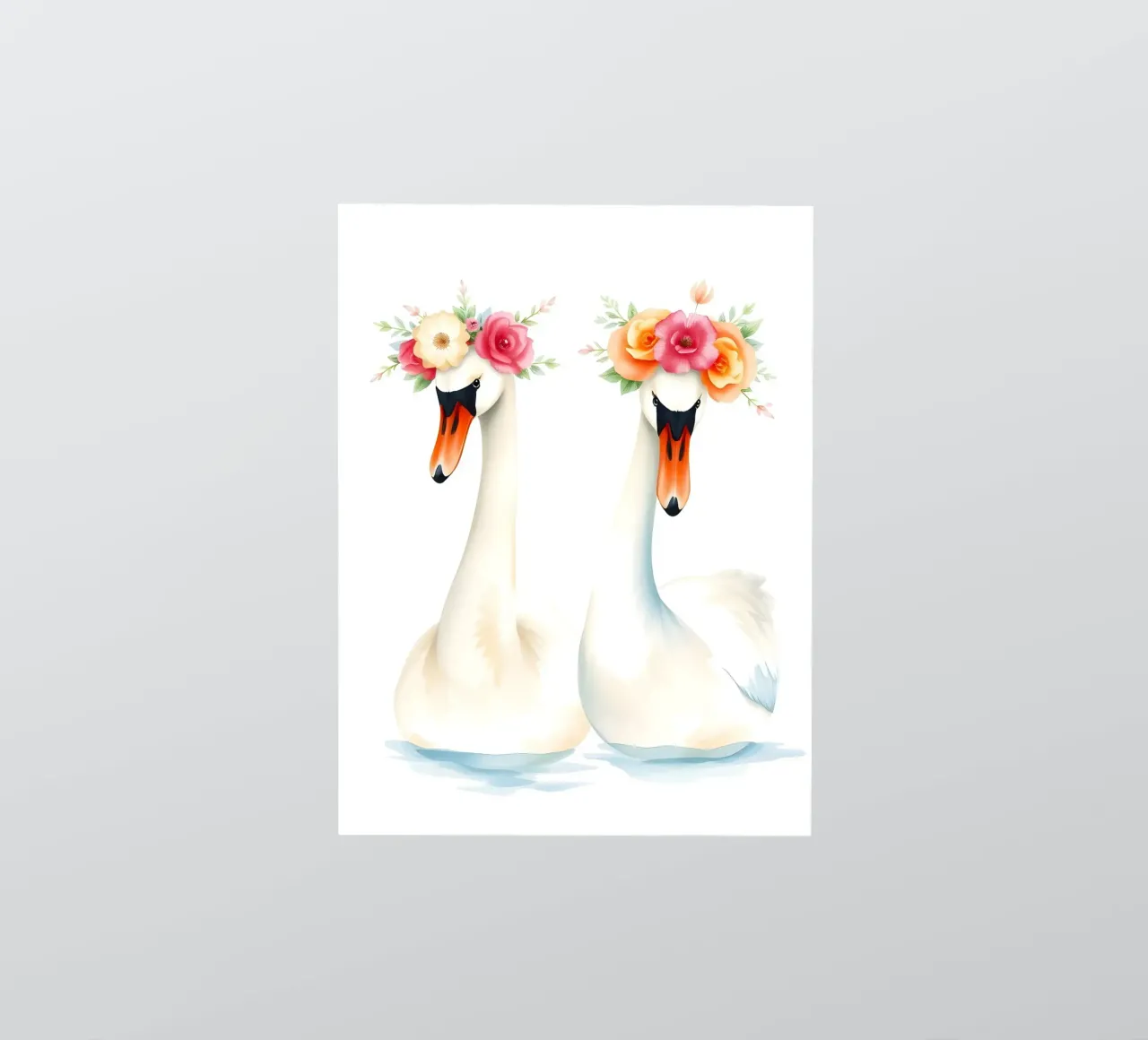 Swans With Flower Crowns In Lake sticker by ARTOMATIC