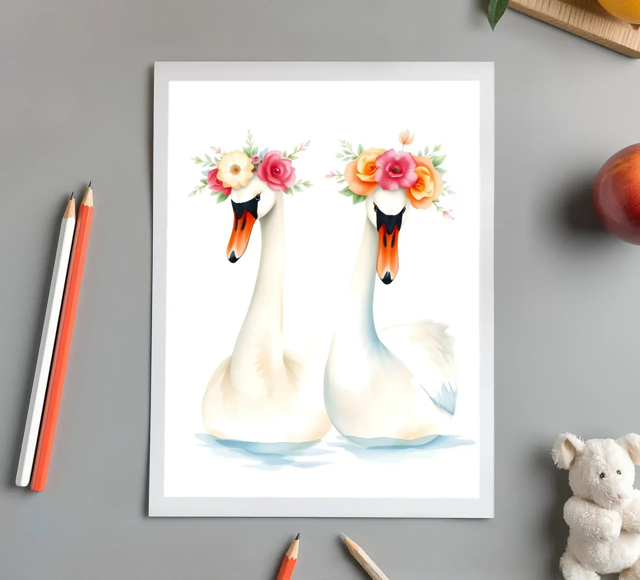 Swans With Flower Crowns In Lake sticker sheet by ARTOMATIC