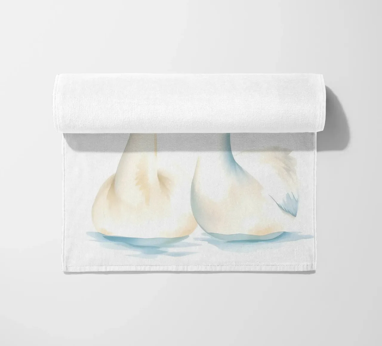 Cigni con corone di fiori nel lago telo mare da ARTOMATIC
