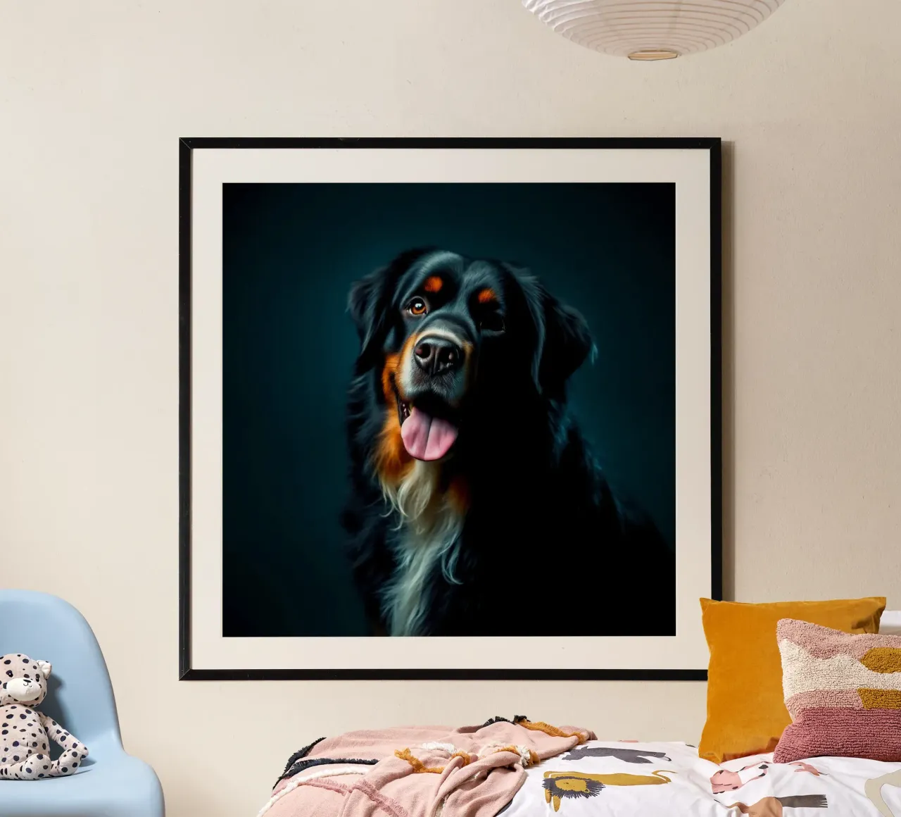 Bellissimo cane da montagna bernese #110 poster con telaio in alluminio da Yumis.Beargang.and.Me