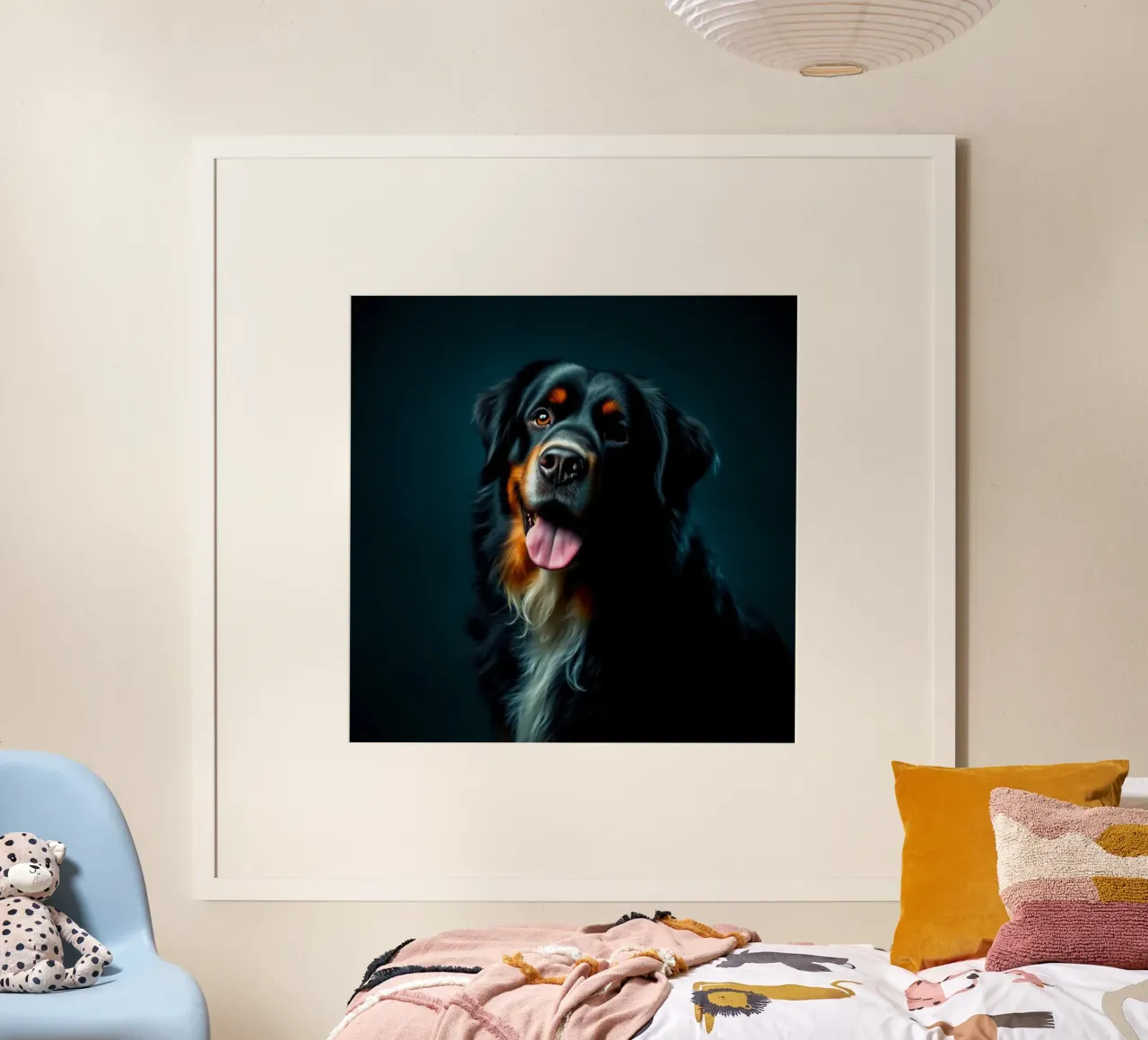 Bellissimo cane da montagna bernese #110 poster con telaio in alluminio da Yumis.Beargang.and.Me