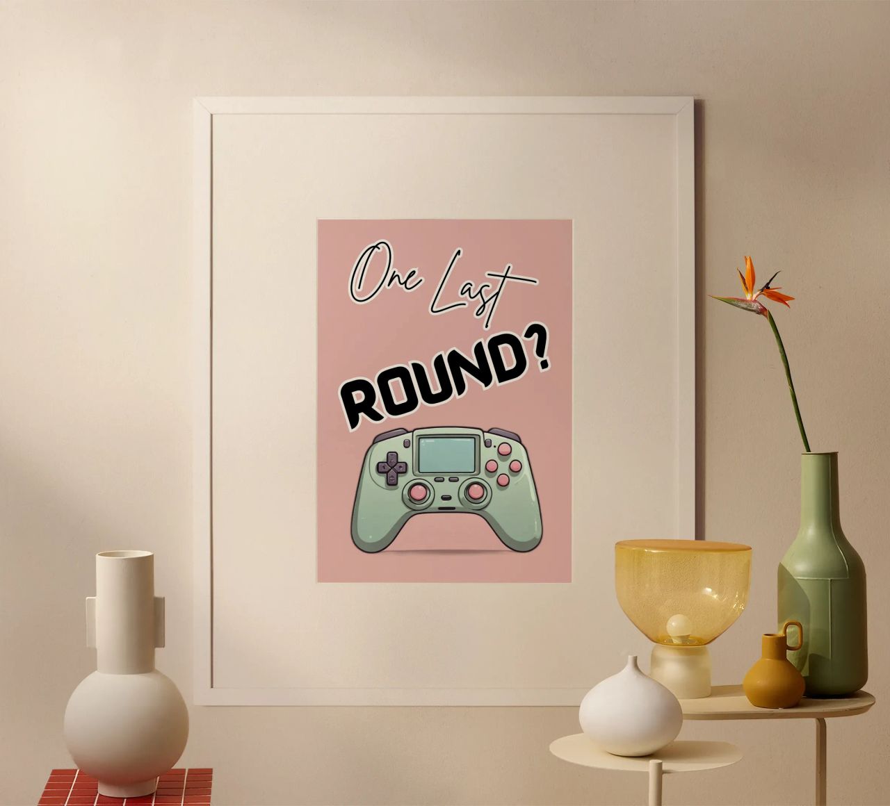 Controller di gioco One Last Round per giocatori e streamer poster con telaio in legno da Cold Wild