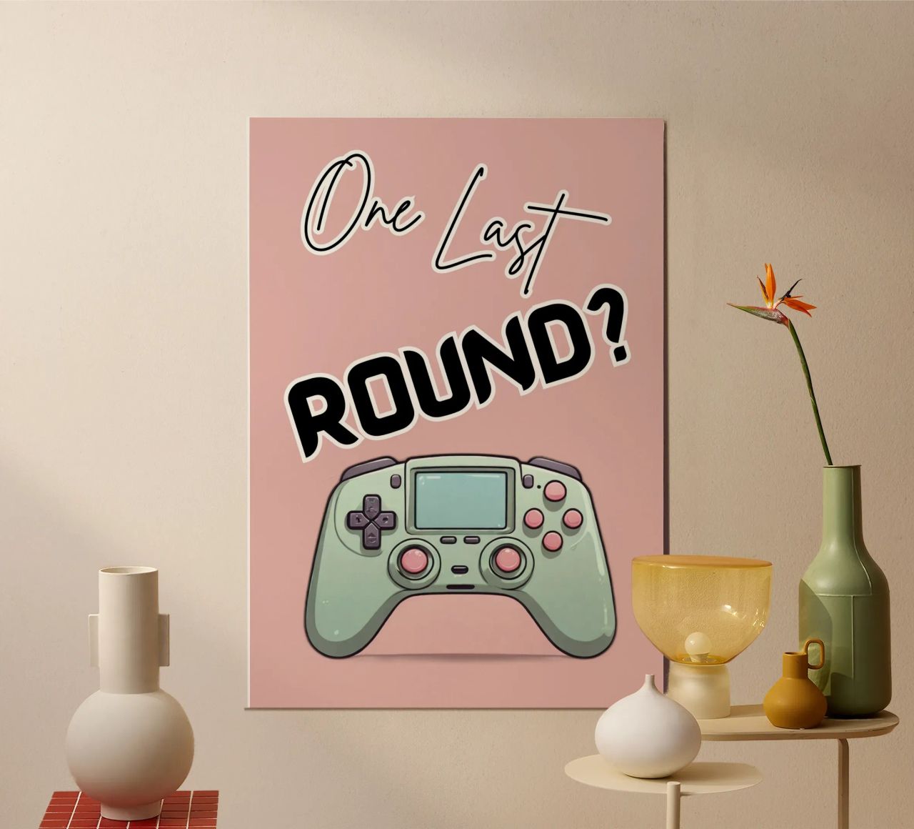 Controller di gioco One Last Round per giocatori e streamer poster con telaio in legno da Cold Wild