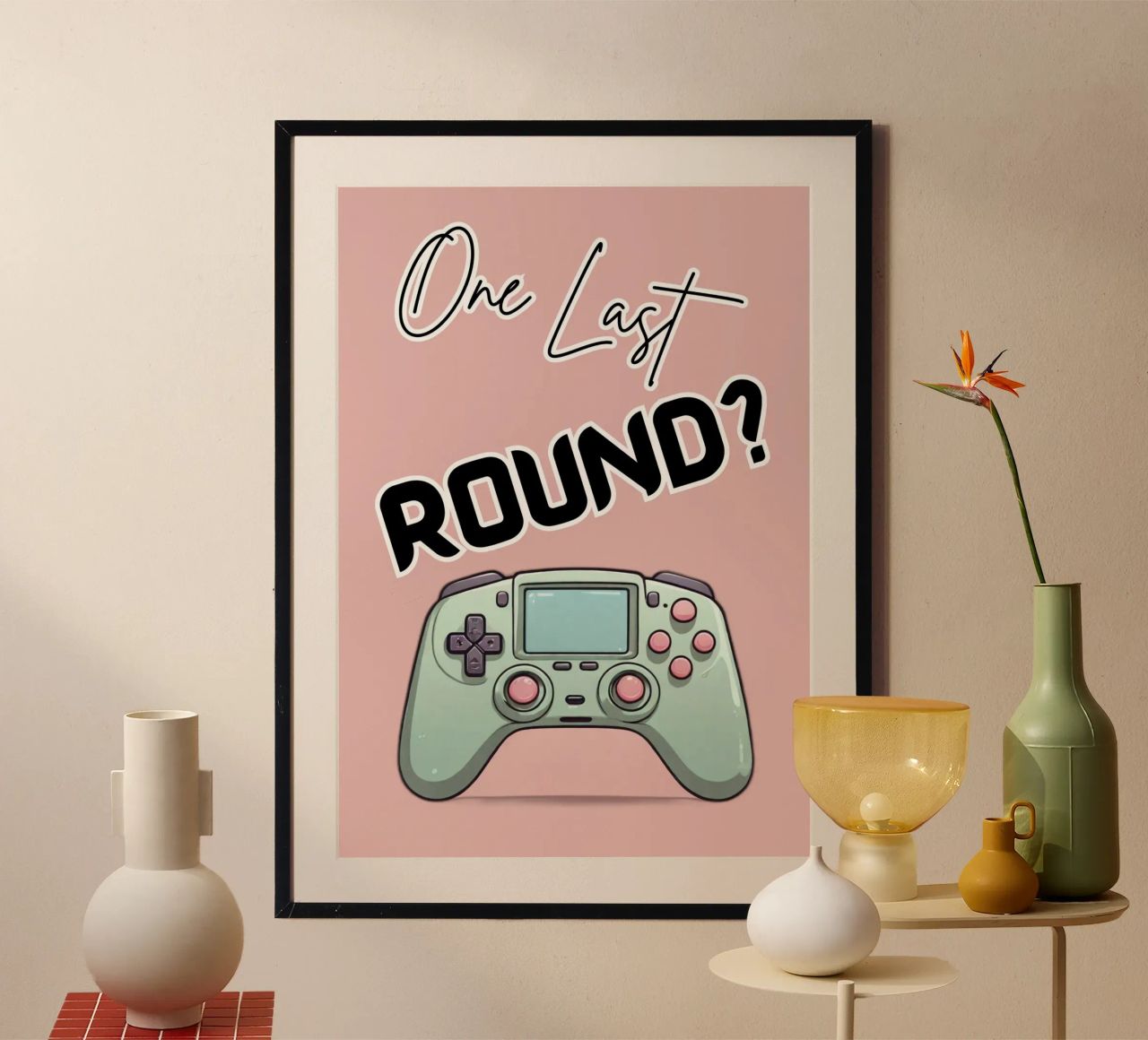 Controller di gioco One Last Round per giocatori e streamer poster con telaio in legno da Cold Wild