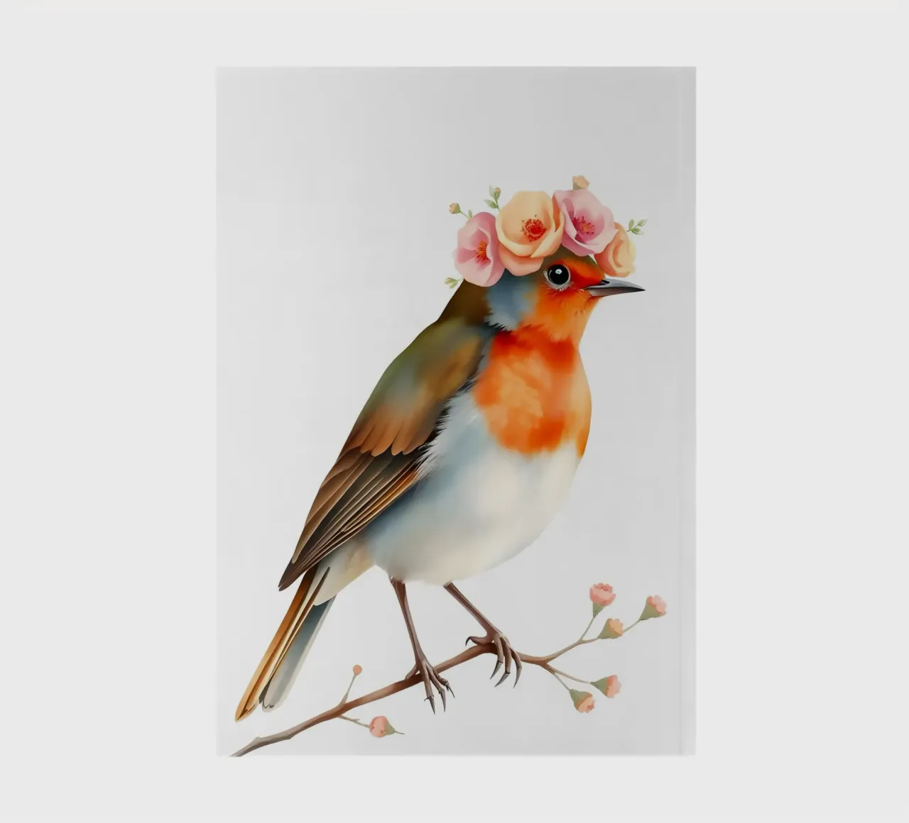 Robin With Floral Crown notebook by ARTOMATIC